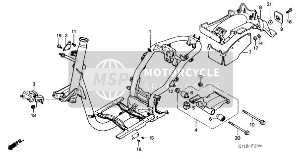 Honda SA50 1991 Corpo del telaio/Parafango posteriore per un 1991 Honda SA50